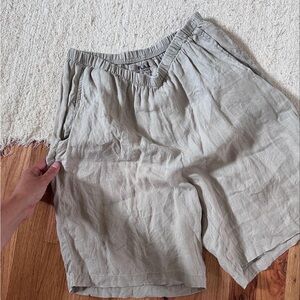 FLAX Linen Shorts - in Beige/Grey